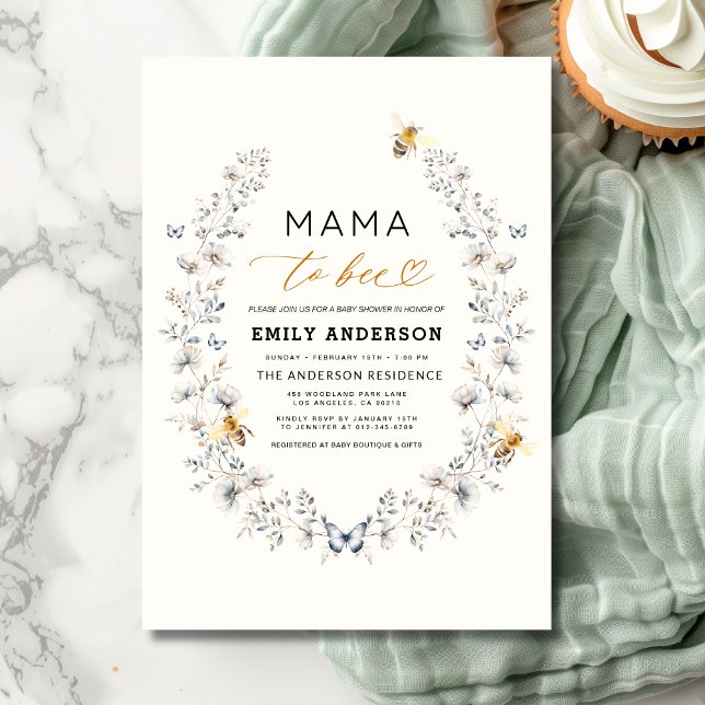 Mamma till Bee Wildblomme Kön Neutral Baby Shower Inbjudningar (Skapare uppladdad)