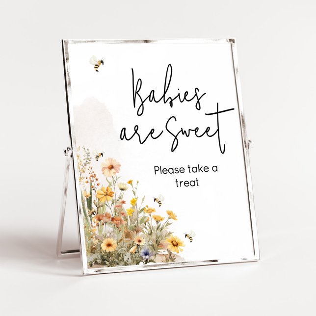 Mamma till Bee Wildblomme Spädbarn är Sweet Poster (Wildflower Mommy to Bee Baby Shower Babies are Sweet Sign)
