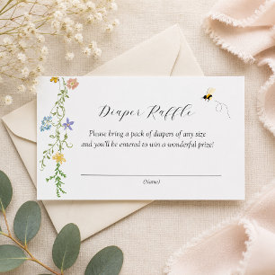 Mamma till Bee Wildflower Baby Shower Blöja-Raffel Tilläggskort