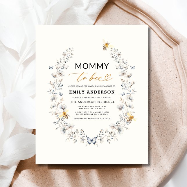 Mamma till Bee Wildflower Könsneutrala Babyshower (Skapare uppladdad)