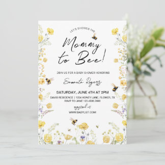 Mamma till Bee Wildlfower Baby Shower Inbjudningar