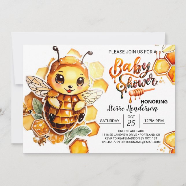 Mamma till Bee's Baby Shower Inbjudningar (Framsida)