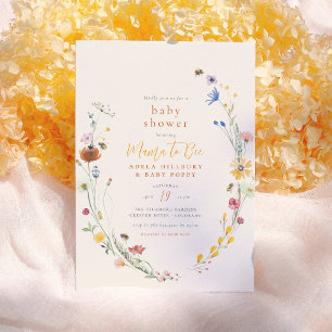 Mamma till Bekvämt Boho Baby Shower för Wildblomma Inbjudningar