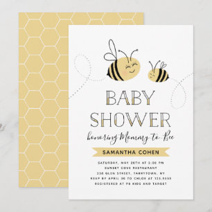 Mamma-till-bi Baby Shower Gult Inbjudningar