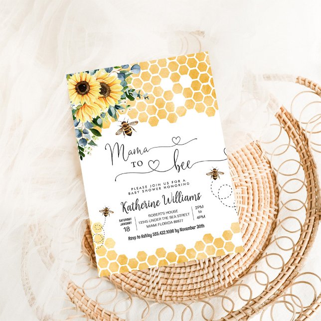 Mamma till bi Honey Bee Babyfirande Inbjudningar (Skapare uppladdad)