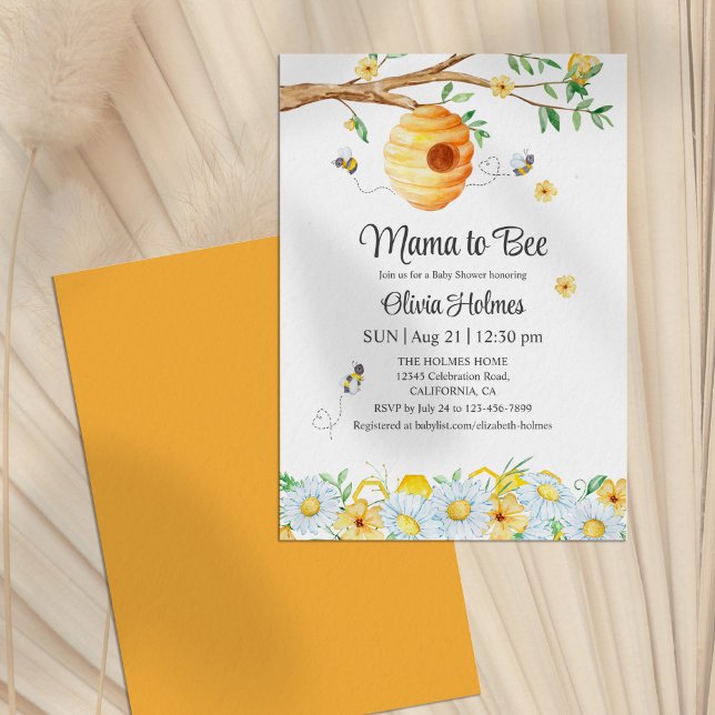 "Mamma till bi"-inbjudan till babyvisningsprogram Inbjudningar ("Mama to Bee" Baby Shower Invitation)