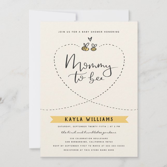 Mamma till bi Könsneutrala Babyshower Inbjudningar (Framsida)