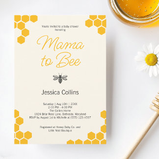 Mamma till Bi Modern Bikaka Humla Baby Shower Inbjudningar