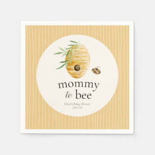 Mamma till bi randig gul honungsbi baby shower pappersservett