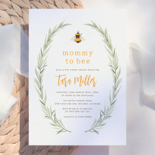 Mamma till bi Vattenfärg Könsneutrala Baby Shower Inbjudningar