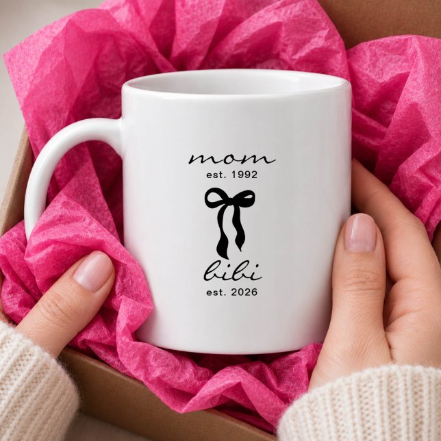 Mamma till Bibi Mug Rosa randig bowkrage Kaffemugg (Skapare uppladdad)