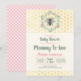 Mamma till bin, bikaka, gingham, flickbarndusch inbjudningar