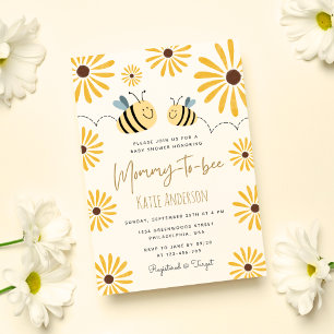Mamma till bin Gult Bee och Solrosbabyskor Inbjudningar
