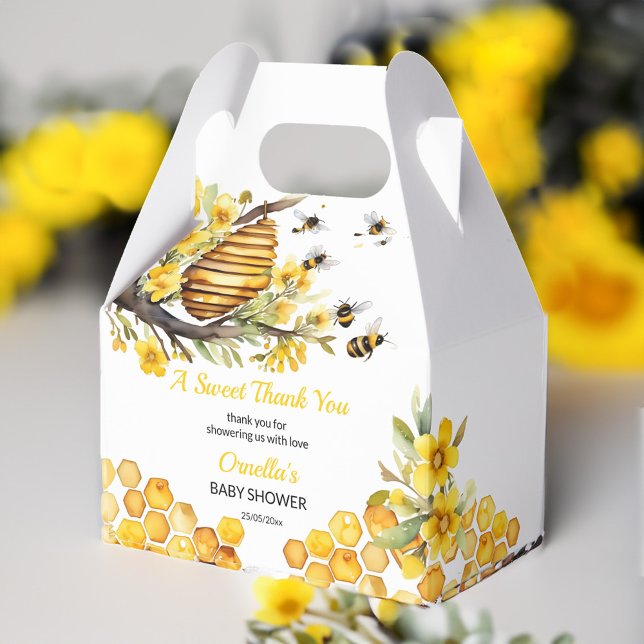 Mamma till bin i vår presentaskar (Mommy to bee spring honey bee baby shower favors personalized template favor box beehive yellow)