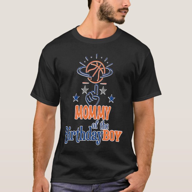 Mamma till Birthday Boy Basketball Theme Matchin T Shirt (Framsida)