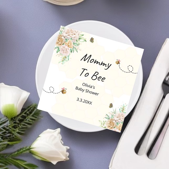 Mamma till bivaxkakor blommigt babyduschservetter pappersservett (Skapare uppladdad)