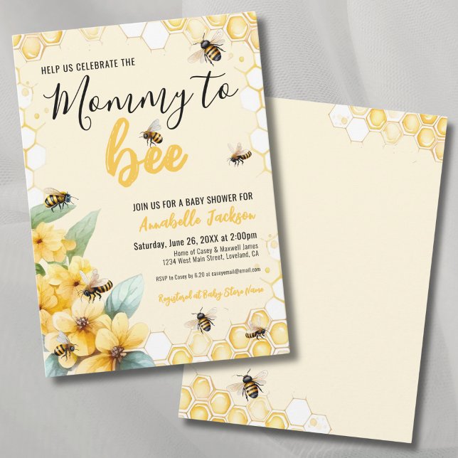 Mamma till BLI BARN Babyshowerfest Inbjudningar (Mom To BEE Baby Shower Party Invitation)