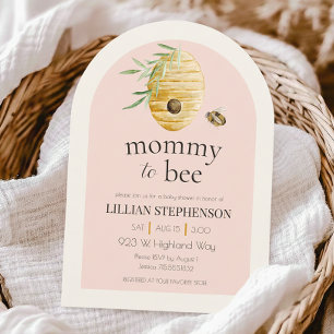 Mamma Till Bli Blush Rosa Humla Förlossningsfest Inbjudningar