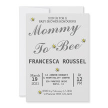 MAMMA TILL BLICK GRÅTT BABY SHOWER INVITATION