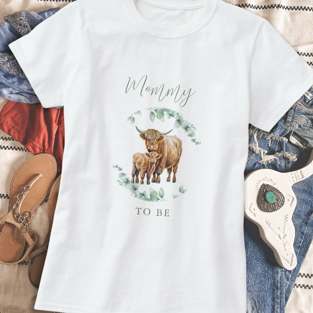 Mamma till Boho Greenery Highland Cow T Shirt (Skapare uppladdad)