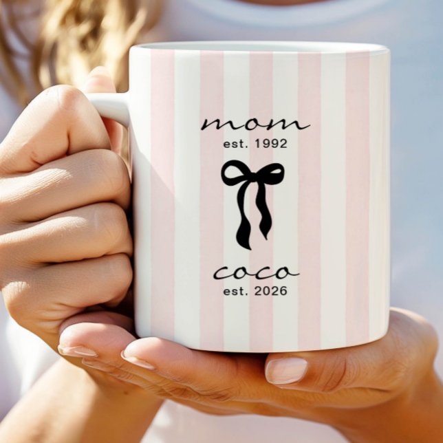 Mamma till Coco Mugg Rosa Rosett Ränder (Skapare uppladdad)