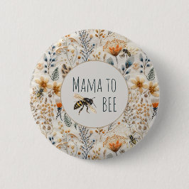 Mamma till dammig, blå blommigt babydusch knapp