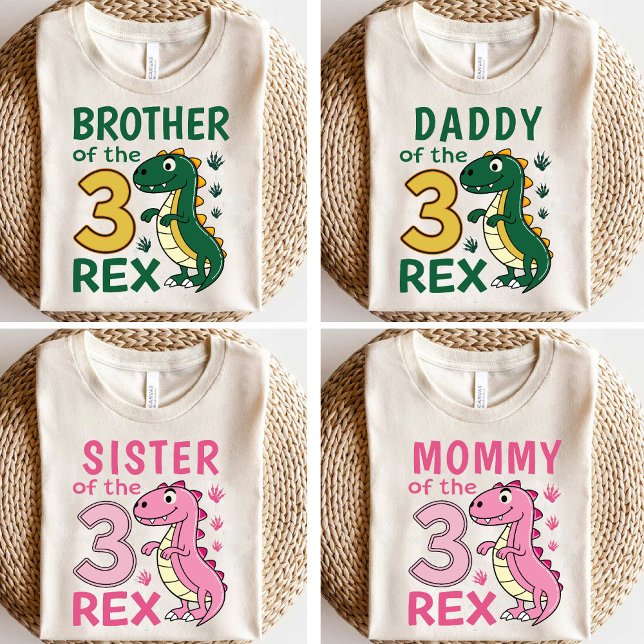 Mamma till de tre Rex-matchande dinosaurie-födelse T Shirt (Mommy of the Three-Rex Matching Dinosaur Birthday T-Shirt)