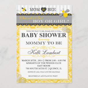 Mamma till den nyckfulla bibaby shower för bi inbjudningar