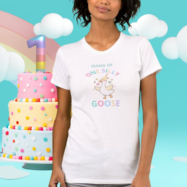 Mamma till en dum gås Första födelsedag Kvinnor T Shirt (Proud "Mama of One Silly Goose" tee! Perfect for matching 1st birthday outfits. Cute & comfy!)