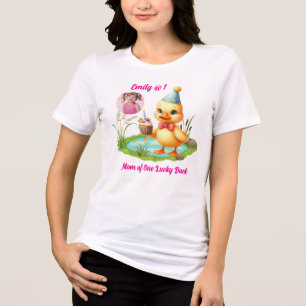 Mamma till en Lucky Duck söt 1-års födelsedagsfoto T Shirt