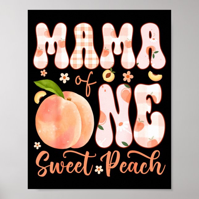 Mamma till en söt persika flicka 1-års födelsedags poster (Framsidan)