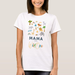 Mamma till en 'Vild en' Safari Djungel Baby Shower T Shirt