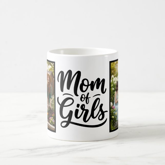 Mamma till flickor Brush Script 2 Foto Kaffemugg (Center)
