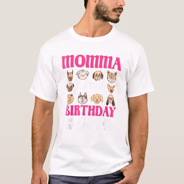 Mamma till födelsedagsflickan hund t shirt (Framsida)