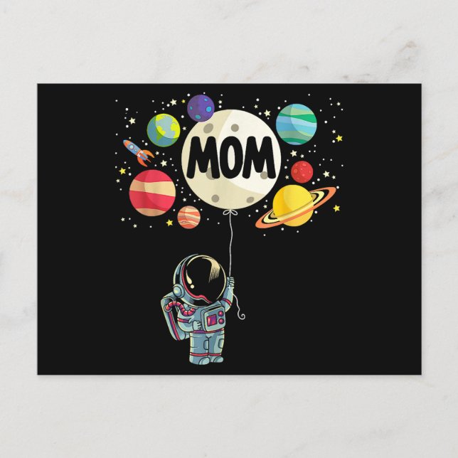 Mamma till födelsedagsgrabben rymdastronaut 1:a fö vykort (Framsida)