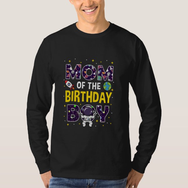 Mamma till födelsedagsgrabben Rymdastronaut Födels T Shirt (Framsida)