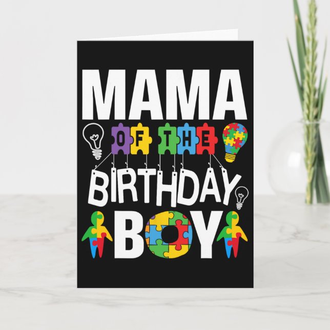 Mamma till födelsedagspojken Autism Mamma Kort (Framsida)
