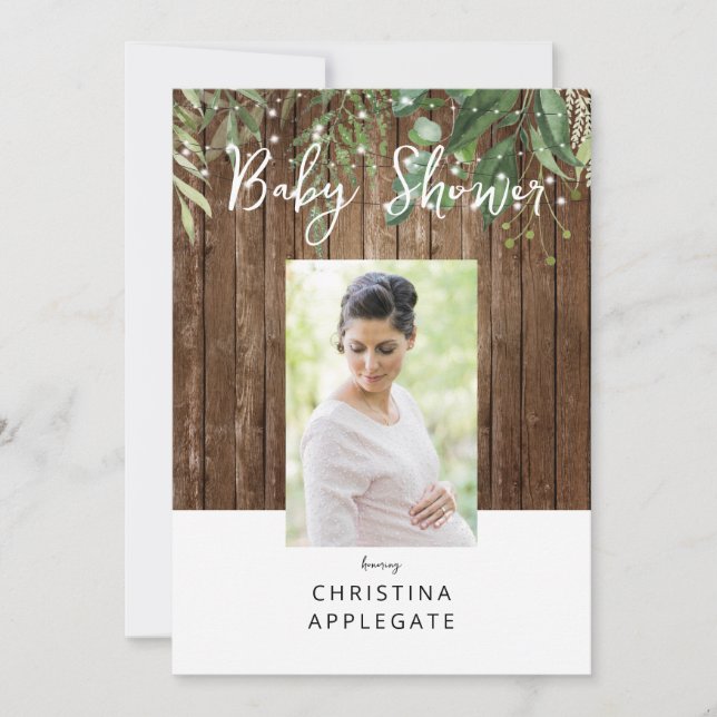 Mamma till foto-Rustic Baby Shower Inbjudningar (Framsida)