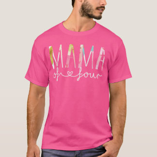 Mamma till fyra söta blommiga design Mamma till 4  T Shirt