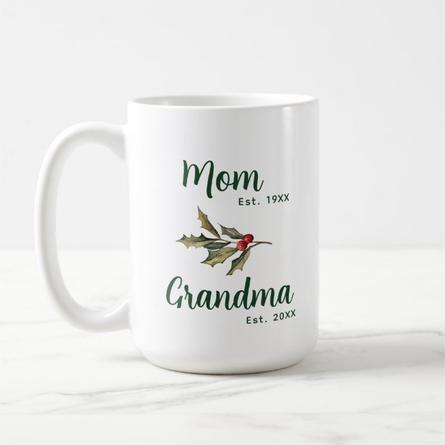 Mamma till Grandma jul Helgdag Anpassningsbar Keep Kaffemugg (Vänster)