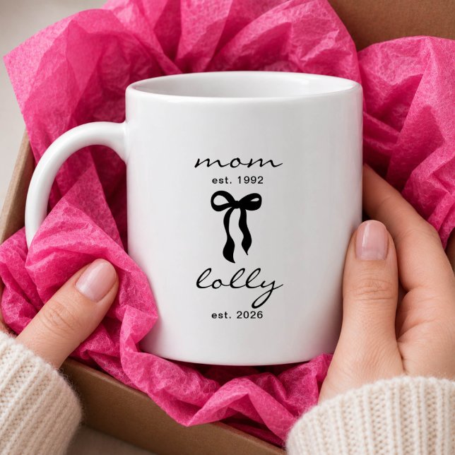 Mamma till Lolly Mug Rosa randig klänning Kaffemugg (Skapare uppladdad)
