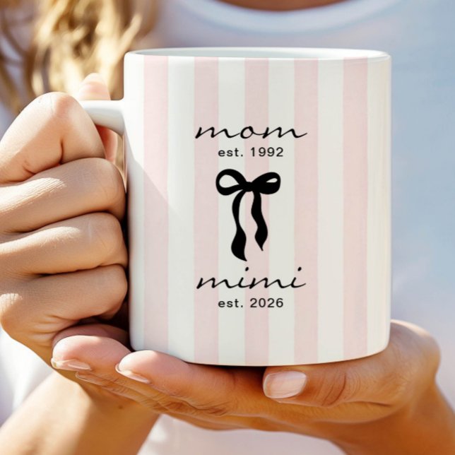 Mamma till Mimi Mug Rosa randig bård Kaffemugg (Skapare uppladdad)