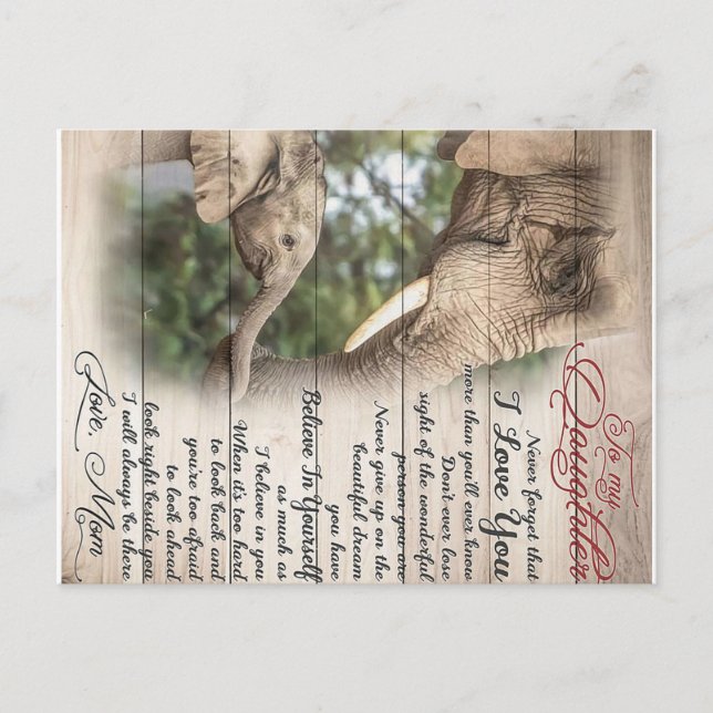 Mamma till min dotter brev, flicka födelsedagspres vykort (Framsida)