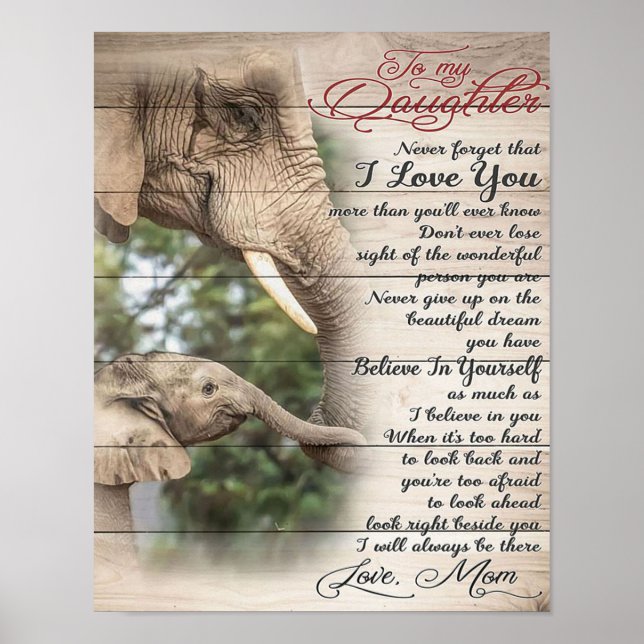 Mamma till min dotter Brev, tjejen Birthday Gift Poster (Framsidan)