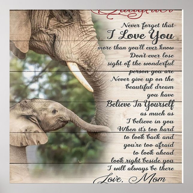 Mamma till min dotter Brev, tjejen Birthday Gift Poster (Framsidan)