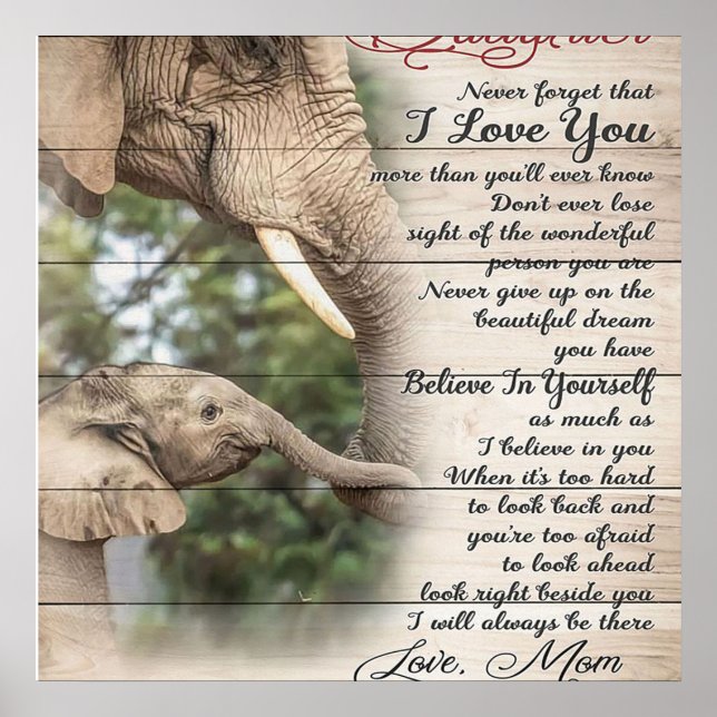 Mamma till min dotter Brev, tjejen Birthday Gift Poster (Framsidan)