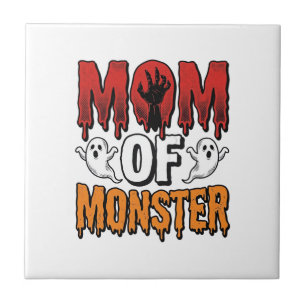 Mamma till monster vintage Halloween t-shirt desig Kakelplatta