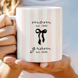 Mamma till Mormor Mugg Rosa Rosett Ränder