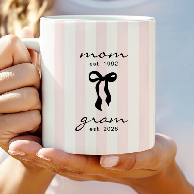 Mamma till Mormor Mugg Rosa Rosett Ränder (Skapare uppladdad)