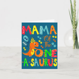 Mamma till One-a-saurus ettårs pojke dinosaurie Kort